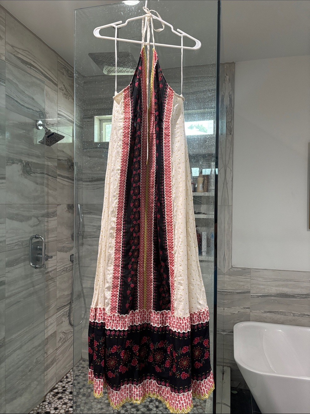 Free People Cubana Embroidered hem Halter Maxi Dress